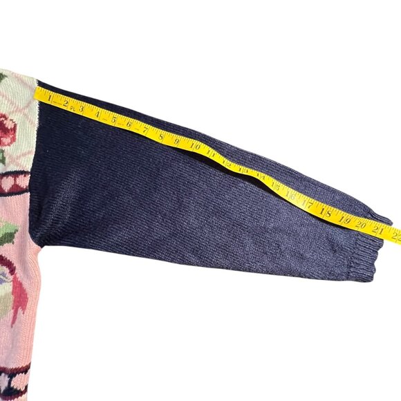 Embroidered by Hand Vintage Christmas Cardigan Grandma Pink Oversized Large - Picture 11 of 13